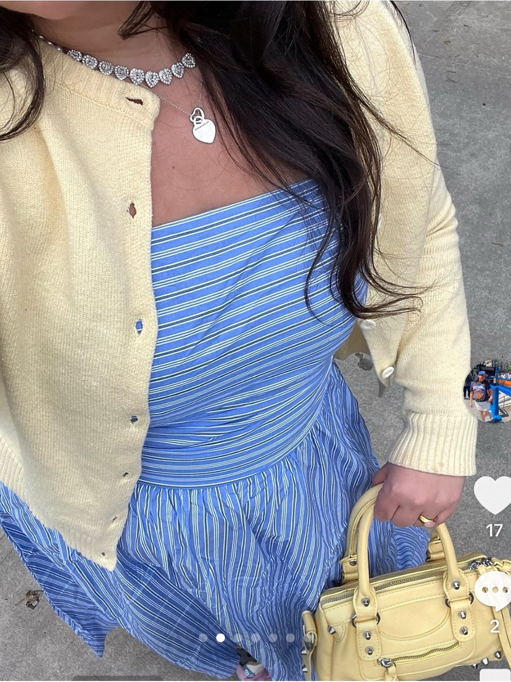 ONTRE Striped Light Blue Maxi Sundress with Spaghetti Straps - Picture 9 of 11